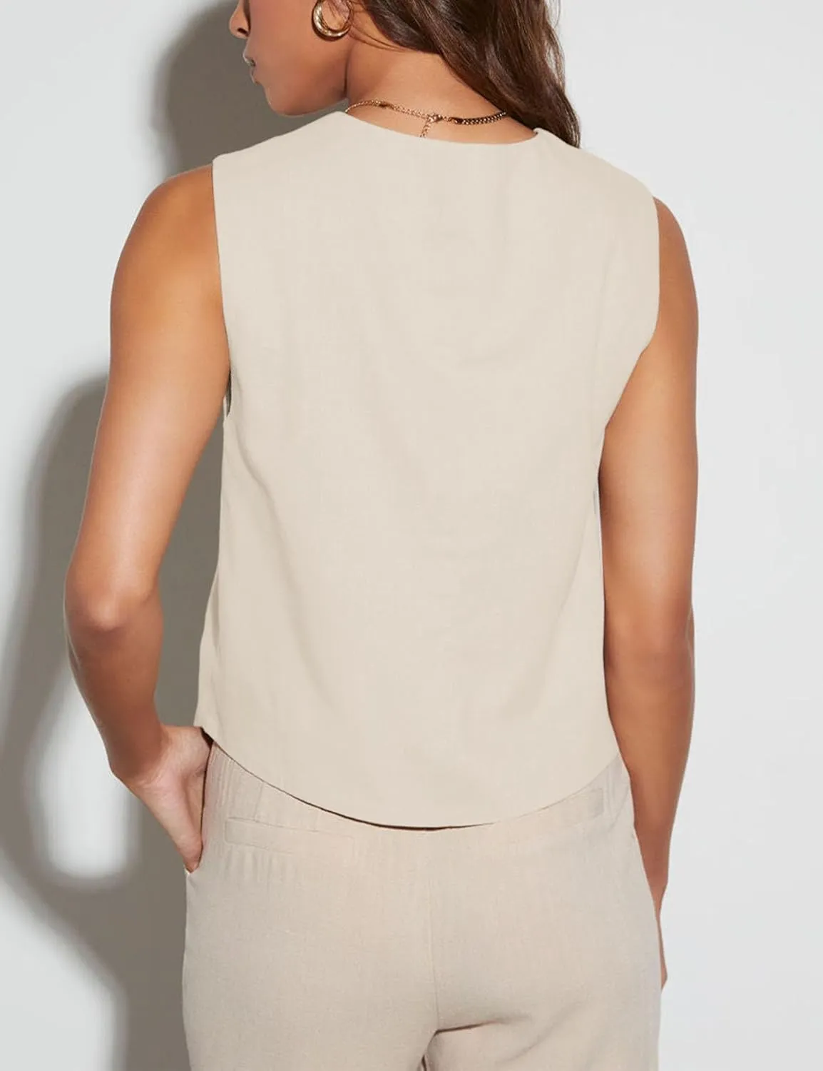 Floral Find Womens Casual Button Down Sleeveless Vest Fully Lined V Neck Business Jacket Waistcoat with Pocket