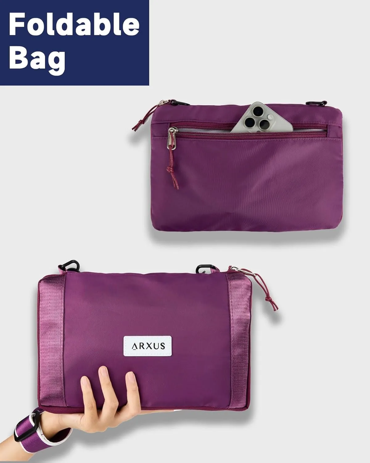 Folding Travel Bag Carry on Bags for Airplanes with Detachable Adjustable Shoulder Strap Light Weight Travel Duffle Bag for Women with Suitcase Sleeve 17x11x9 inch
