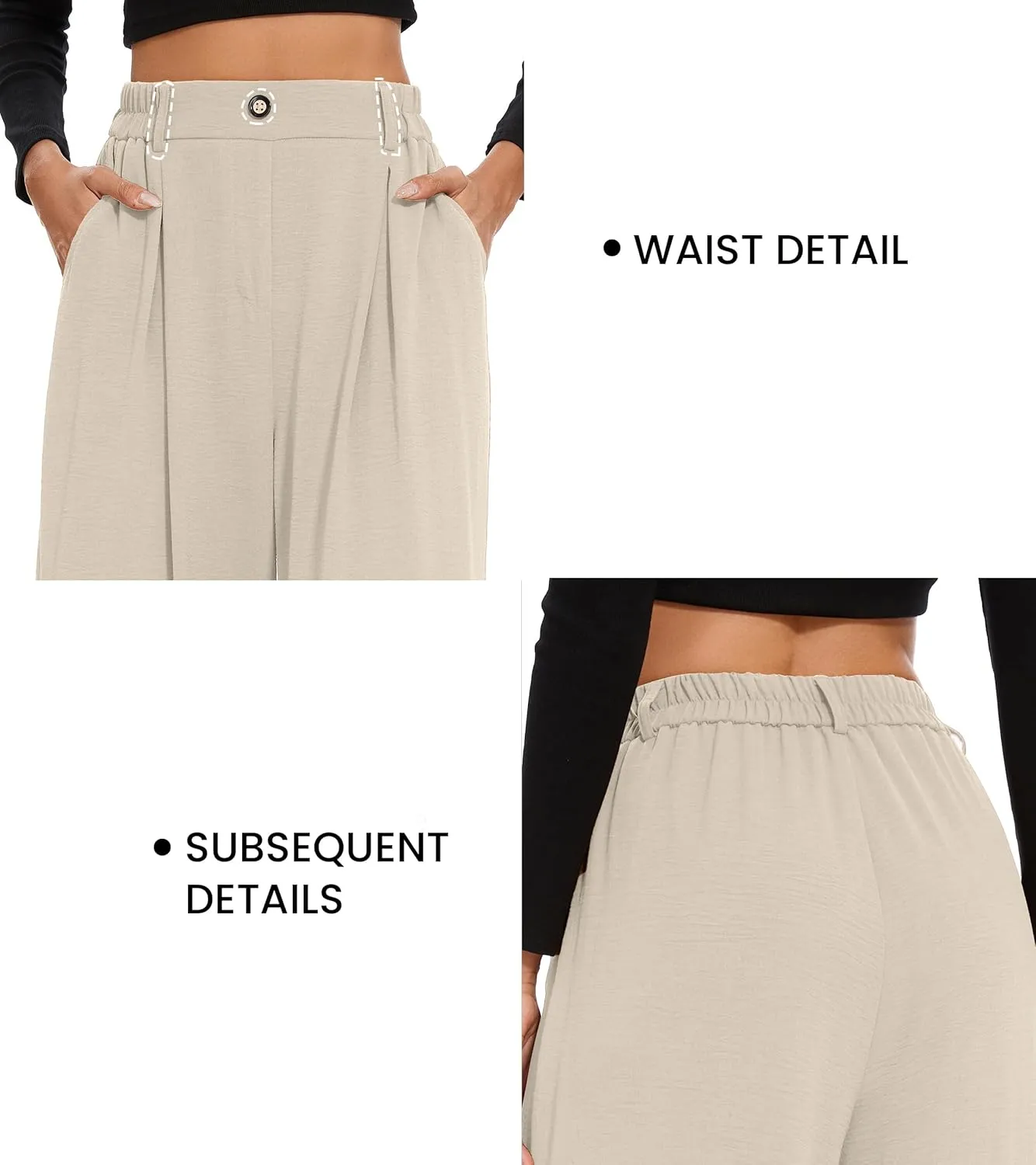 FUNYYZO 2025 Women Palazzo Pants High Waist Casual Wide Leg Long Lounge Pull On Trousers with Pocket