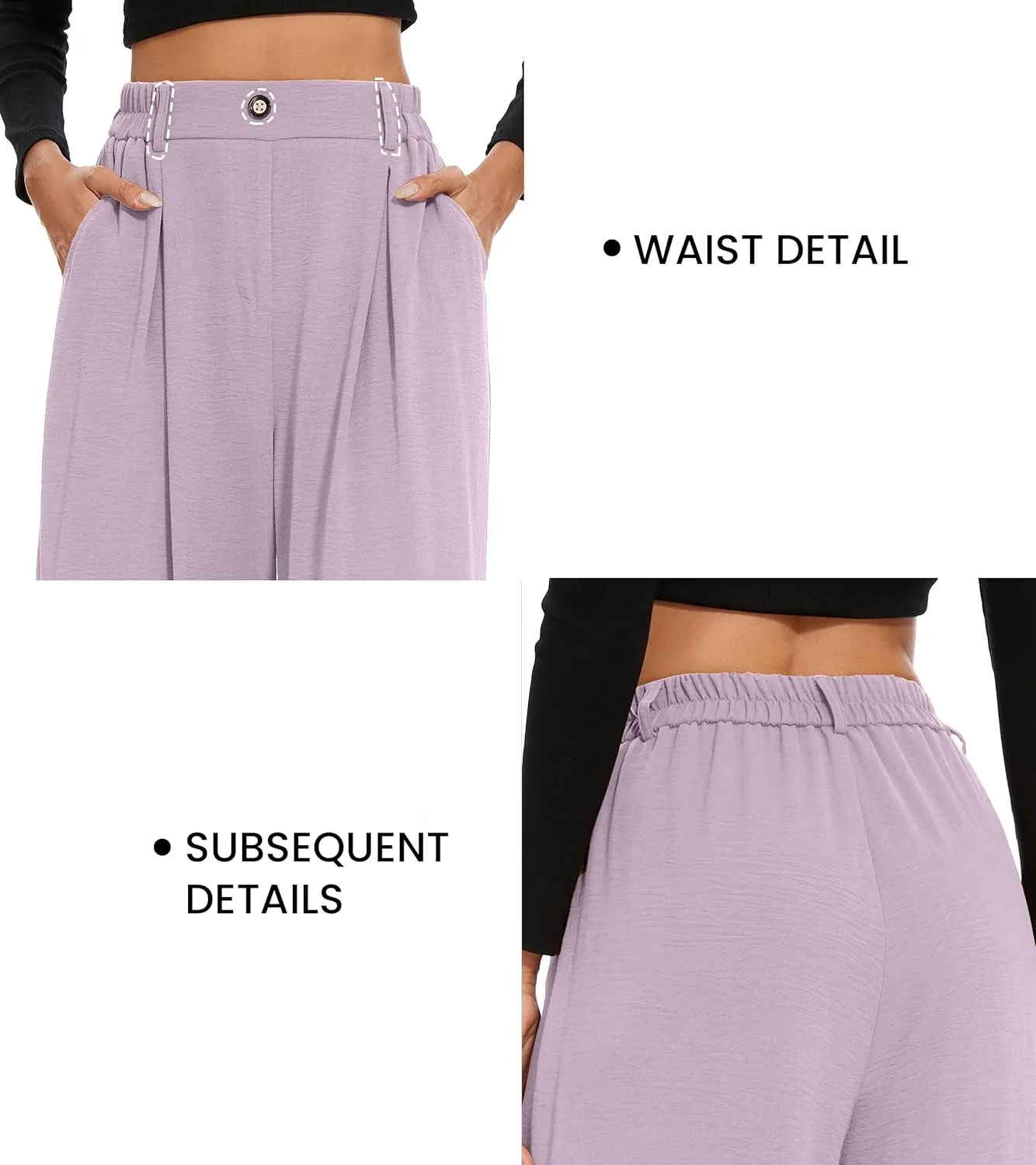 FUNYYZO 2025 Women Palazzo Pants High Waist Casual Wide Leg Long Lounge Pull On Trousers with Pocket
