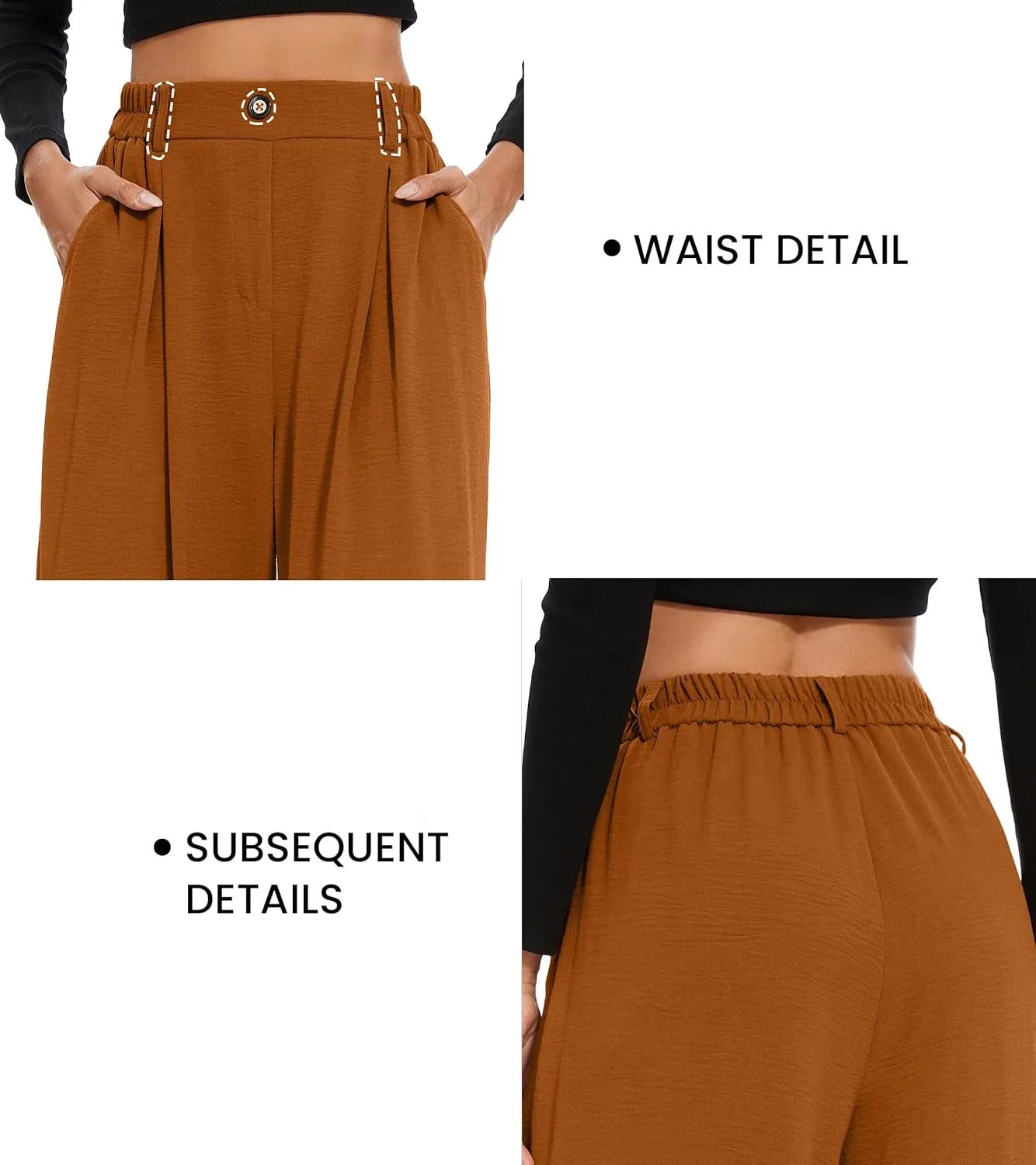 FUNYYZO 2025 Women Palazzo Pants High Waist Casual Wide Leg Long Lounge Pull On Trousers with Pocket