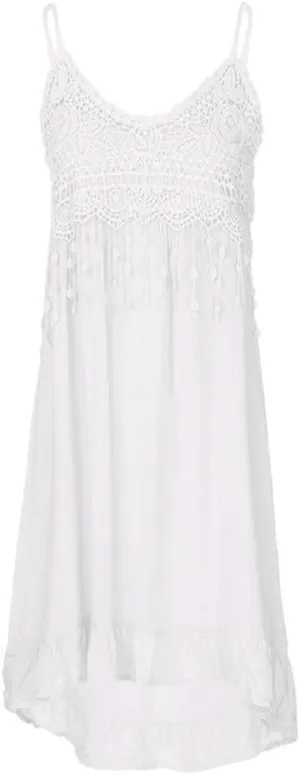 FZYLQY Summer Dresses for Women 2024 Trendy Plus Size Spaghetti Strap Tassel Midi Dress Fashion Beach Sundress Tank Dress
