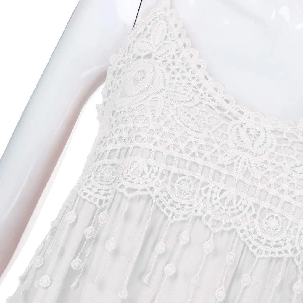 FZYLQY Summer Dresses for Women 2024 Trendy Plus Size Spaghetti Strap Tassel Midi Dress Fashion Beach Sundress Tank Dress