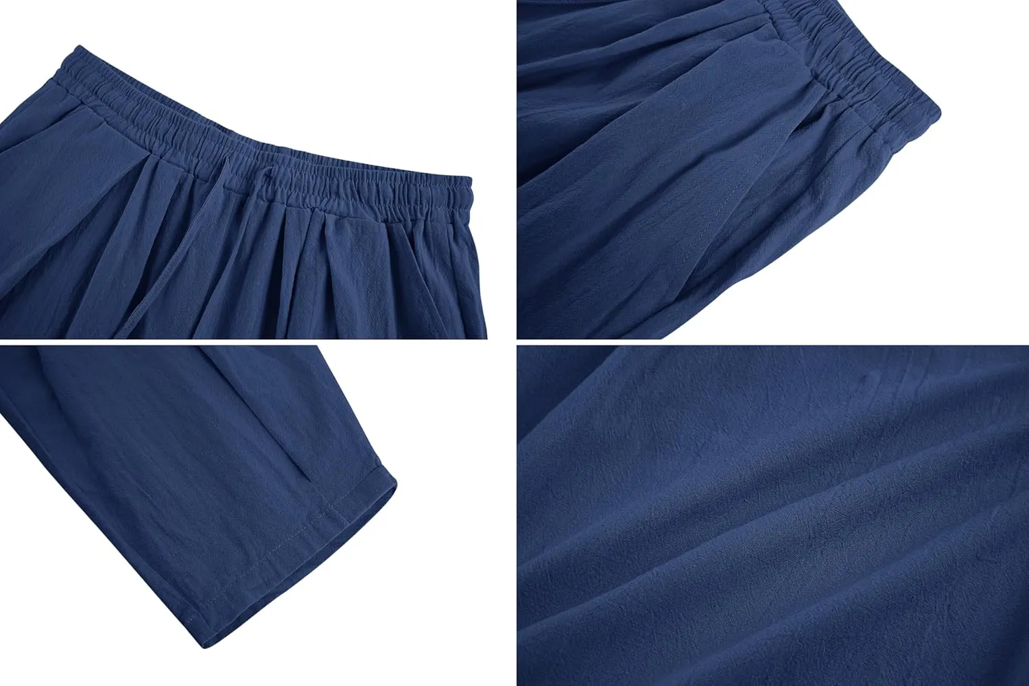 Gafeng Mens Linen Yoga Pants Elastic Waist Drawstring Summer Beach Loose Fit Casual Tapered Trousers