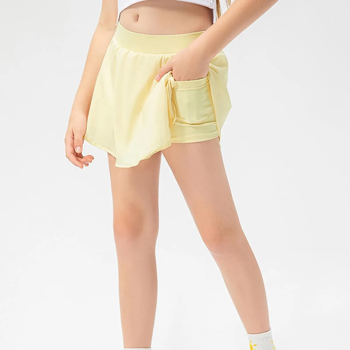 Girls Athletic Skorts High Waist Tennis Skirt with Pocket Lightweight Workout Skort for Athletic Golf Running Cheer