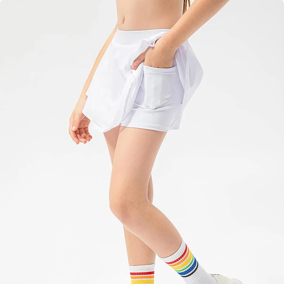 Girls Athletic Skorts High Waist Tennis Skirt with Pocket Lightweight Workout Skort for Athletic Golf Running Cheer