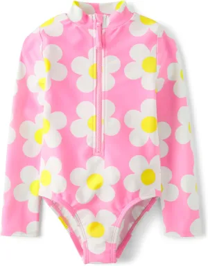 Gymboree Girls' and Toddler Long Sleeve Rashguard One Piece Swimsuit