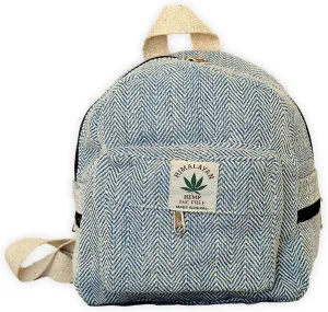Handmade Hemp Mini Backpack For Girls Light Weight Washable Small Bag for everyday lives (BLUE)