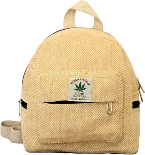 Handmade Hemp Mini Backpack For Women Light Weight Washable Small Bag for everyday lives (BEIGE)