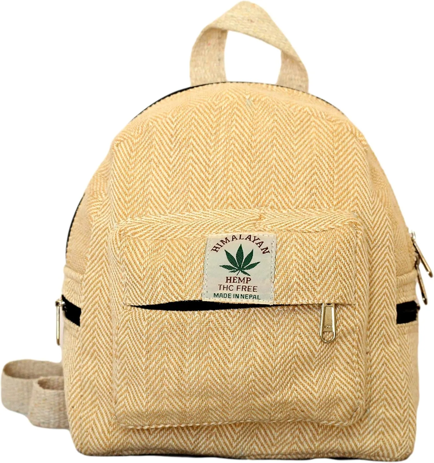 Handmade Hemp Mini Backpack For Women Light Weight Washable Small Bag for everyday lives (BEIGE)