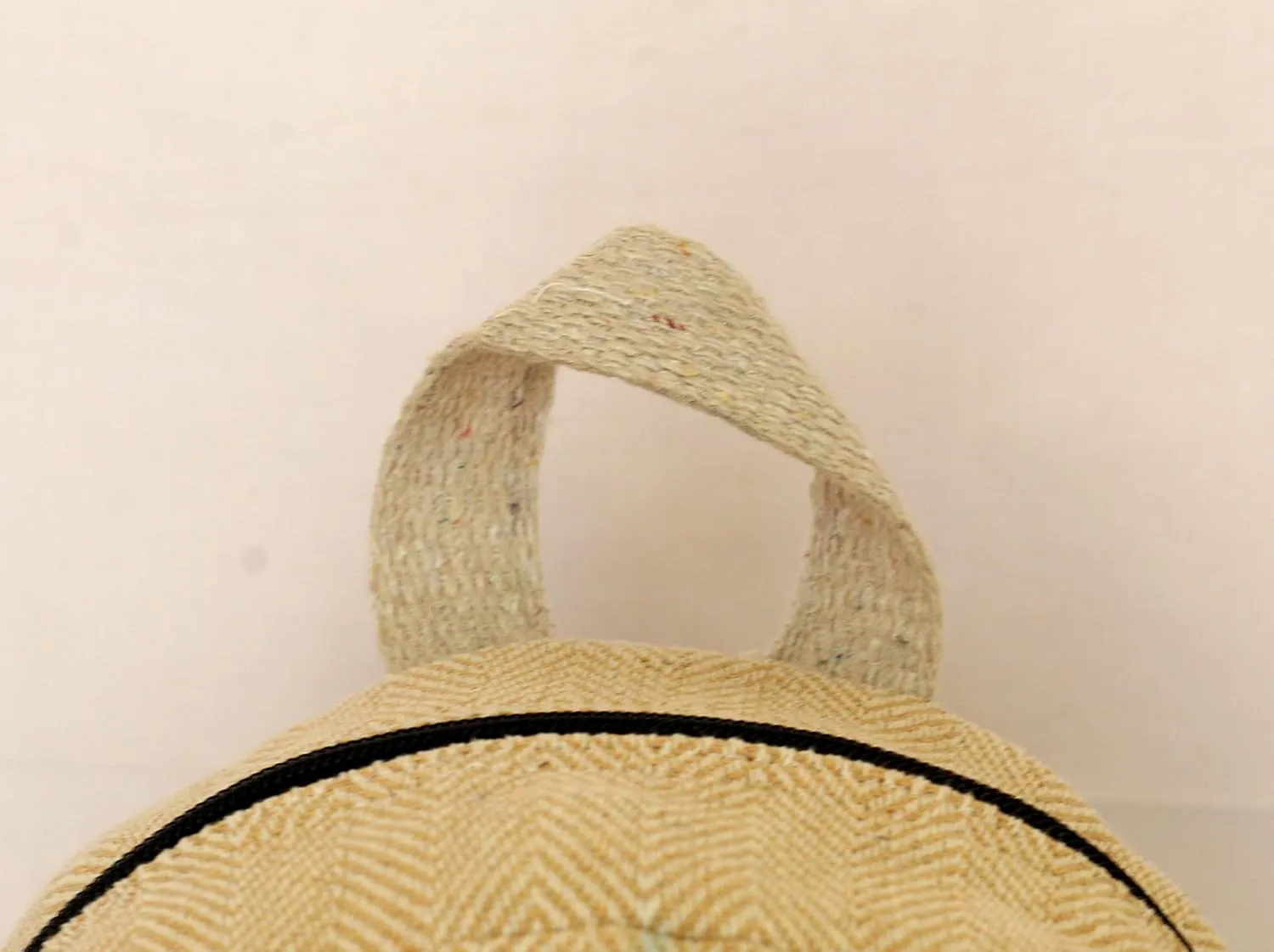 Handmade Hemp Mini Backpack For Women Light Weight Washable Small Bag for everyday lives (BEIGE)