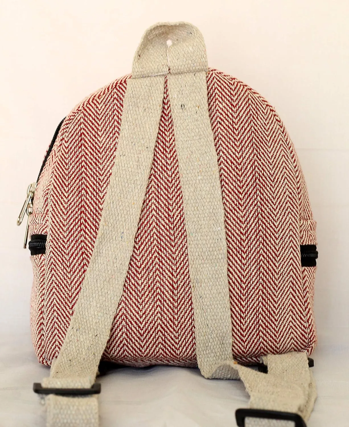 Handmade Hemp Mini Backpack For Women Light Weight Washable Small Bag for everyday lives (MAROON)