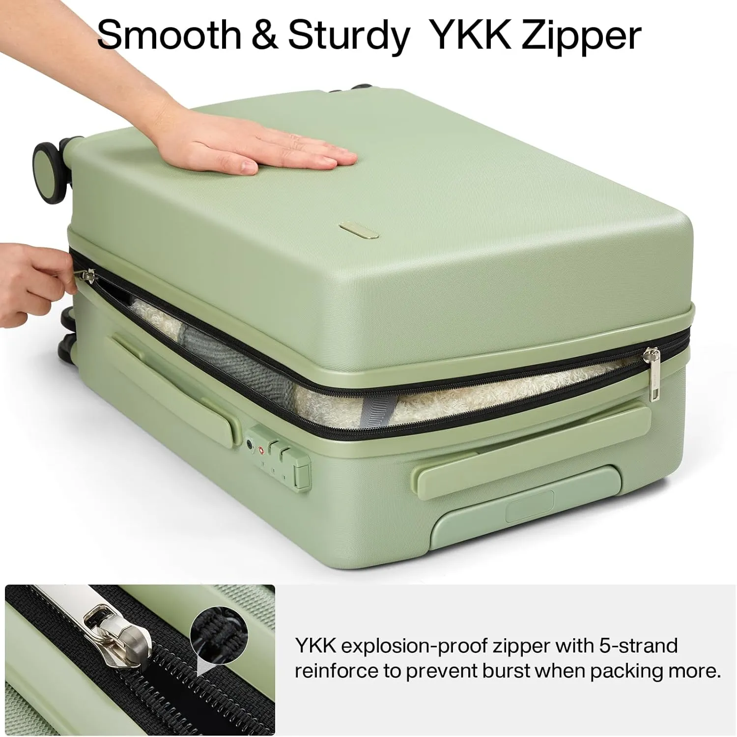 Hanke 20 Inch Carry On Luggage 22x14x9 Airline Approved Hard Shell Suitcases Light Weight Travel Luggage Tsa Luggage Rolling Suitcase Carry On Bag with Wheels(Bamboo Green)
