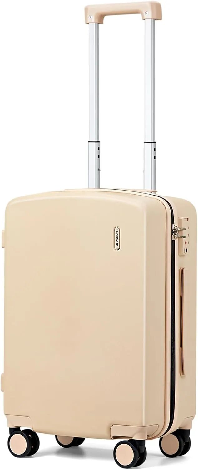 Hanke 20 Inch Carry On Luggage 22x14x9 Airline Approved Hard Shell Suitcases Light Weight Travel Luggage Tsa Luggage Rolling Suitcase Carry On Bag with Wheels(Cuba Sand)