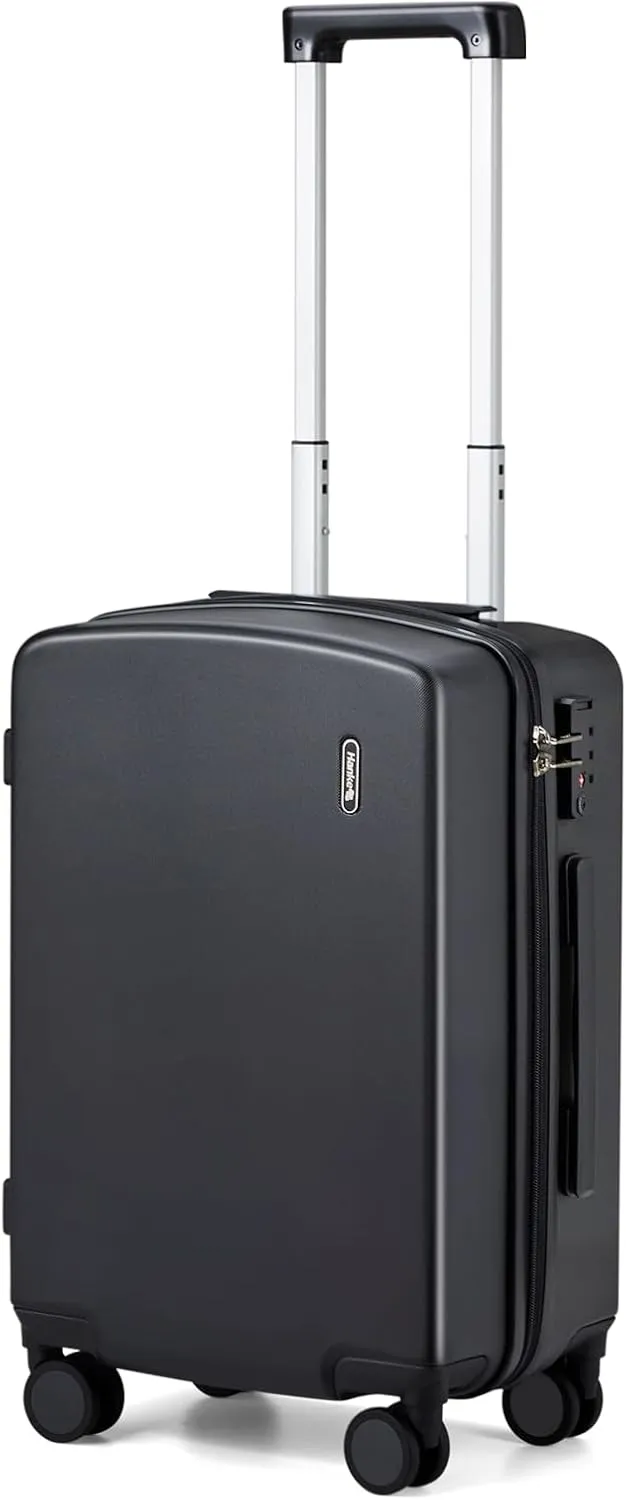Hanke 20 Inch Carry On Luggage 22x14x9 Airline Approved Hard Shell Suitcases Light Weight Travel Luggage Tsa Luggage Rolling Suitcase Carry On Bag with Wheels(Jet Black)
