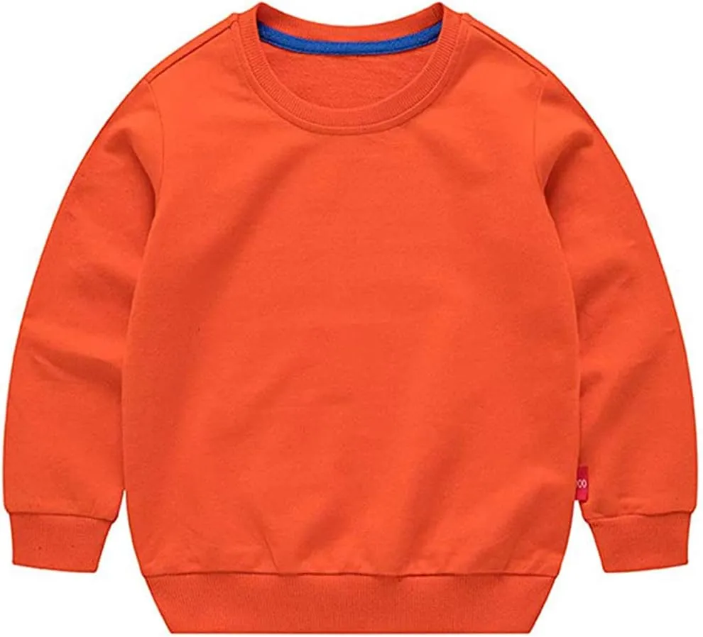 HAXICO Unisex Kids Solid Cotton Thin Pullover Sweatshirt T-Shirt Toddler Baby Crewneck Long Sleeve Tshirts Tops Blouse