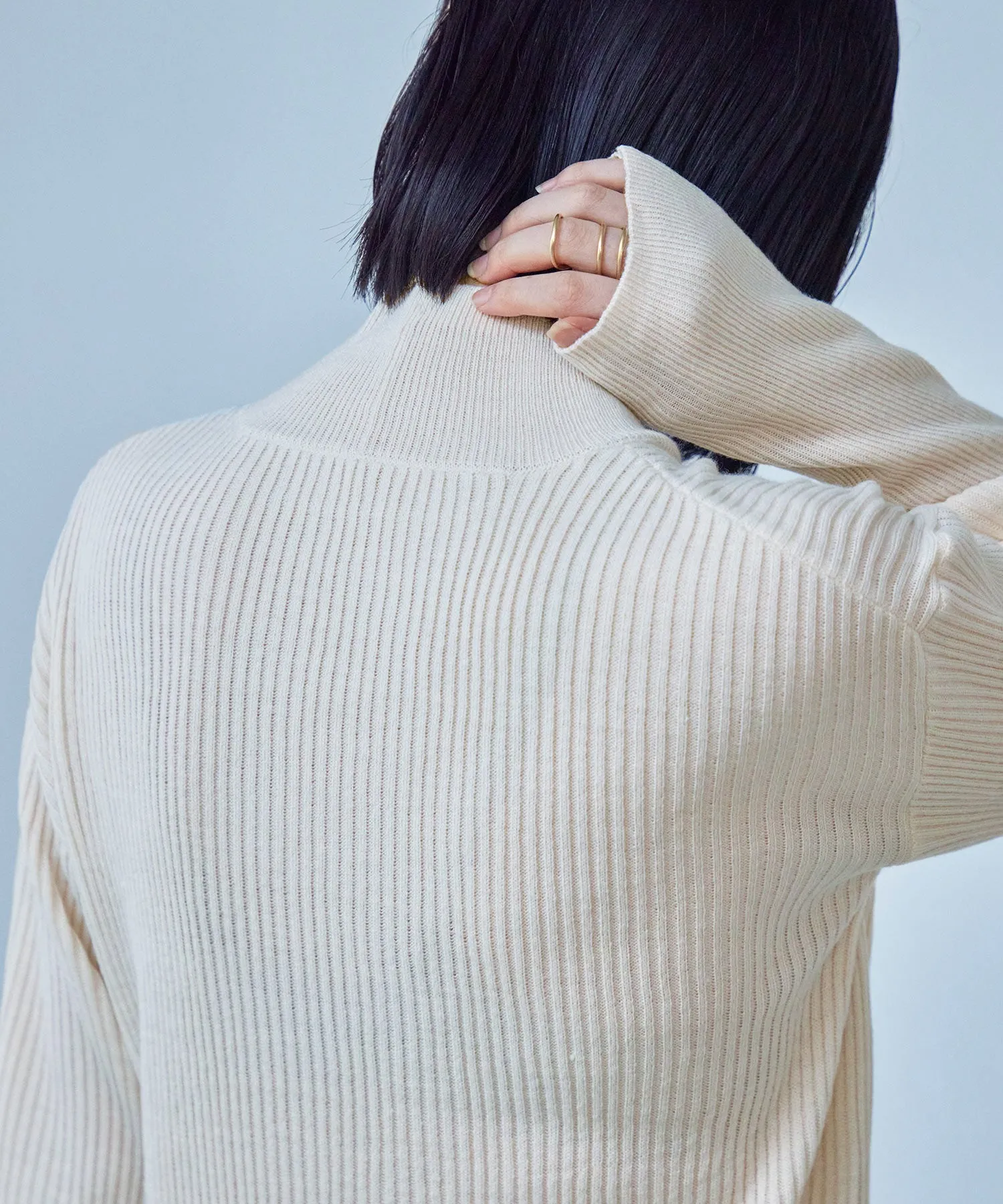 High Neck Rib Knit Pullover