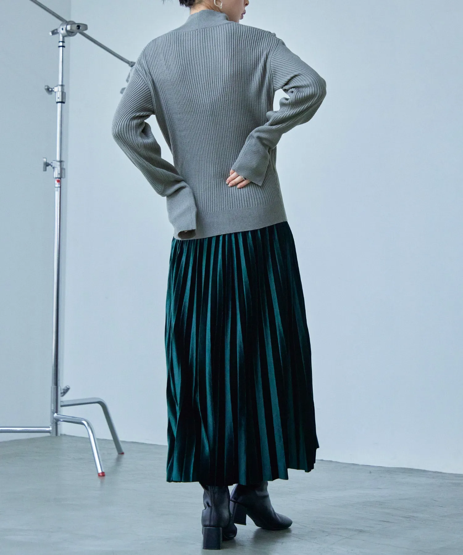 High Neck Rib Knit Pullover