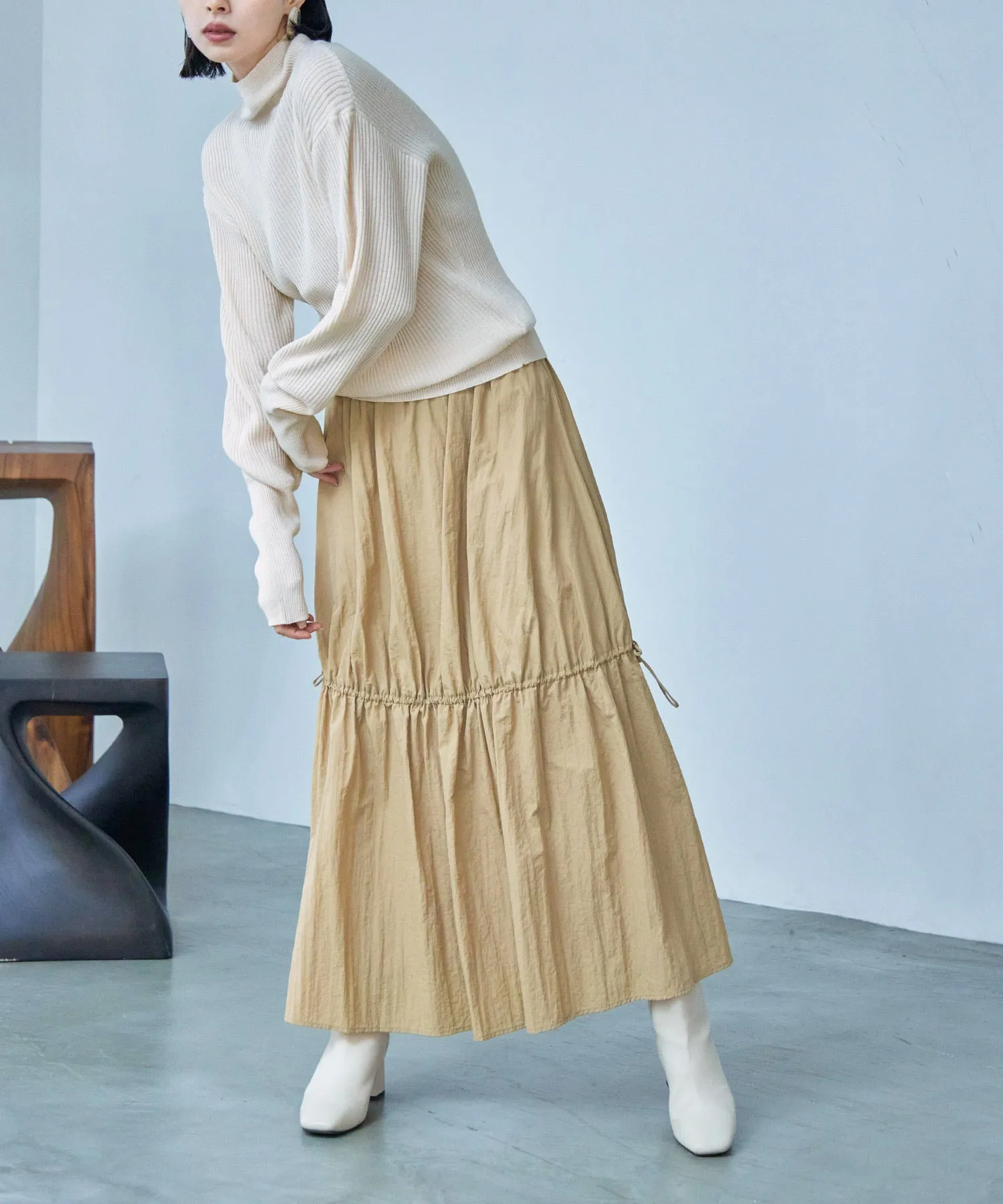 High Neck Rib Knit Pullover