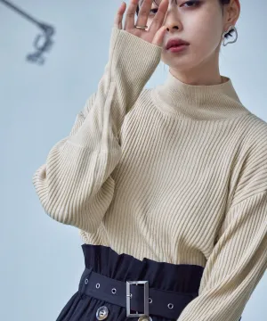 High Neck Rib Knit Pullover