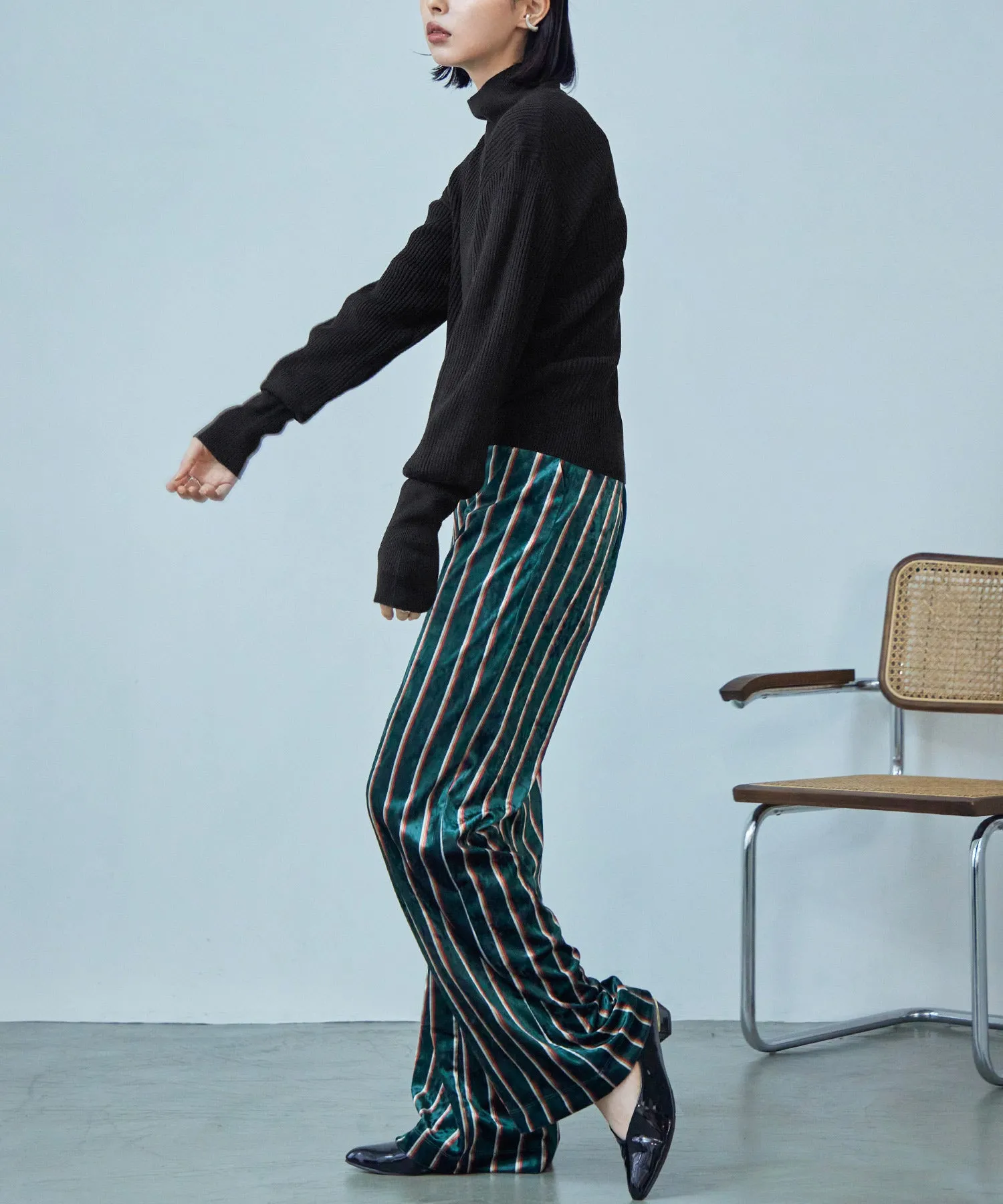 High Neck Rib Knit Pullover
