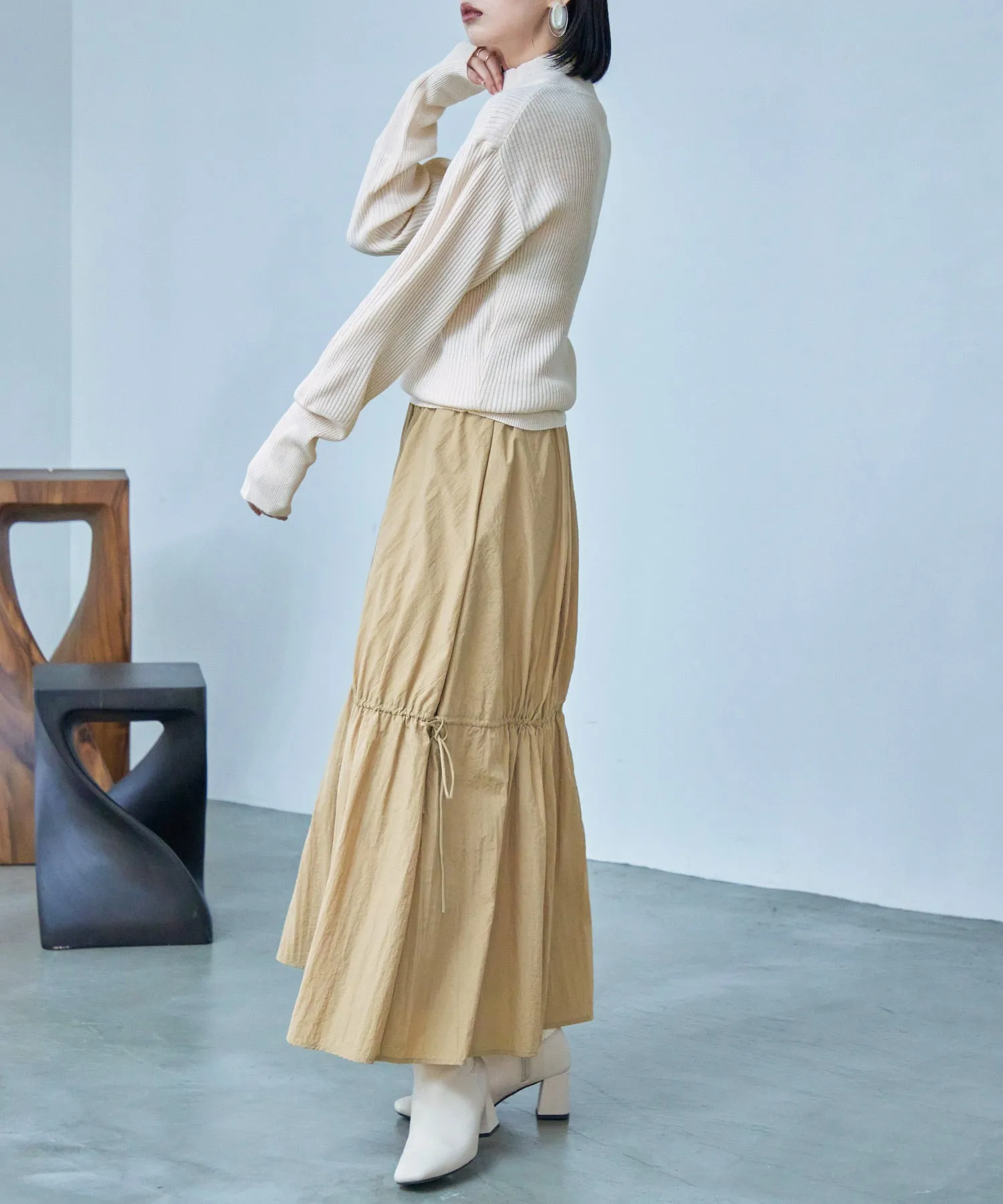 High Neck Rib Knit Pullover