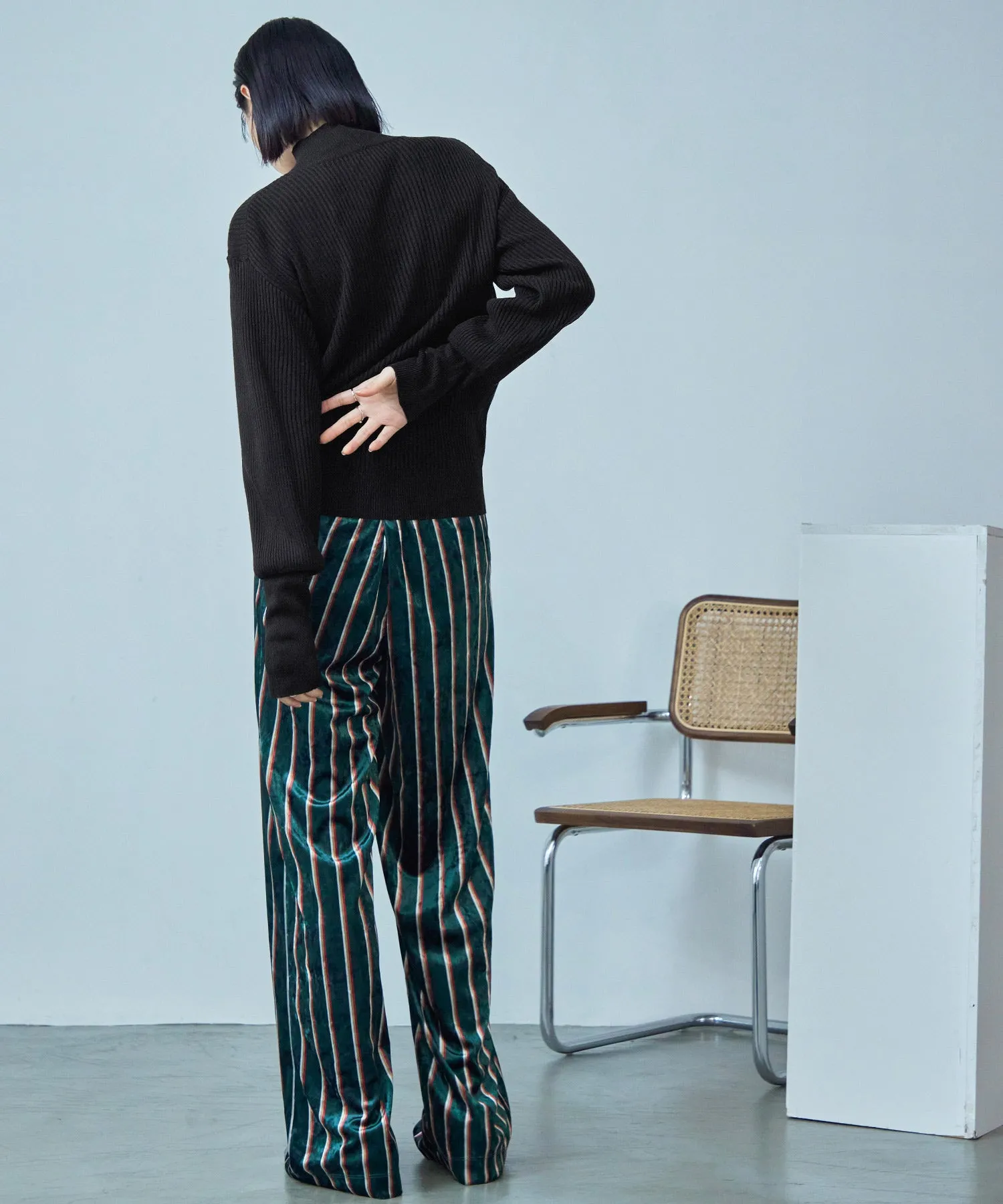 High Neck Rib Knit Pullover