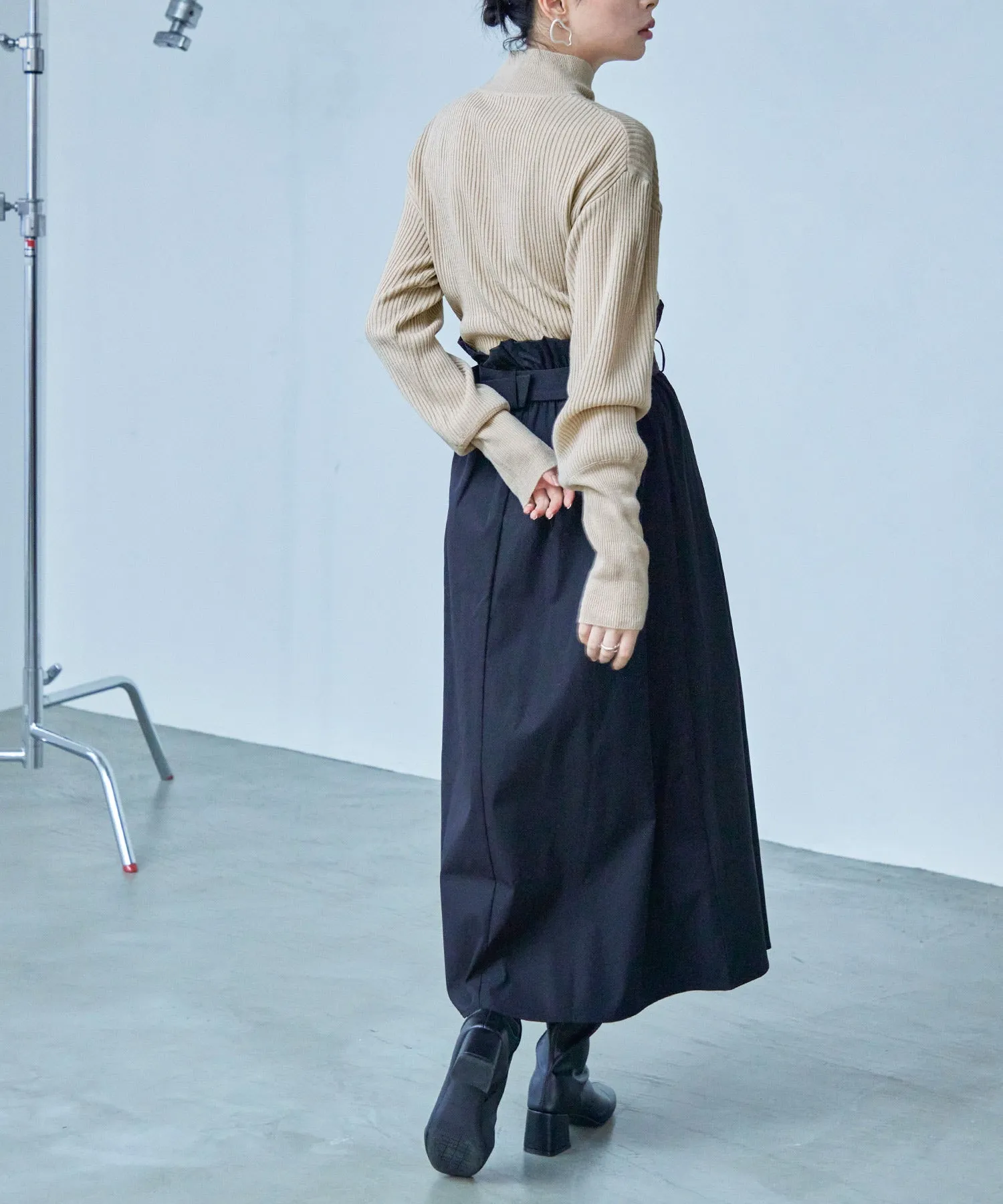 High Neck Rib Knit Pullover