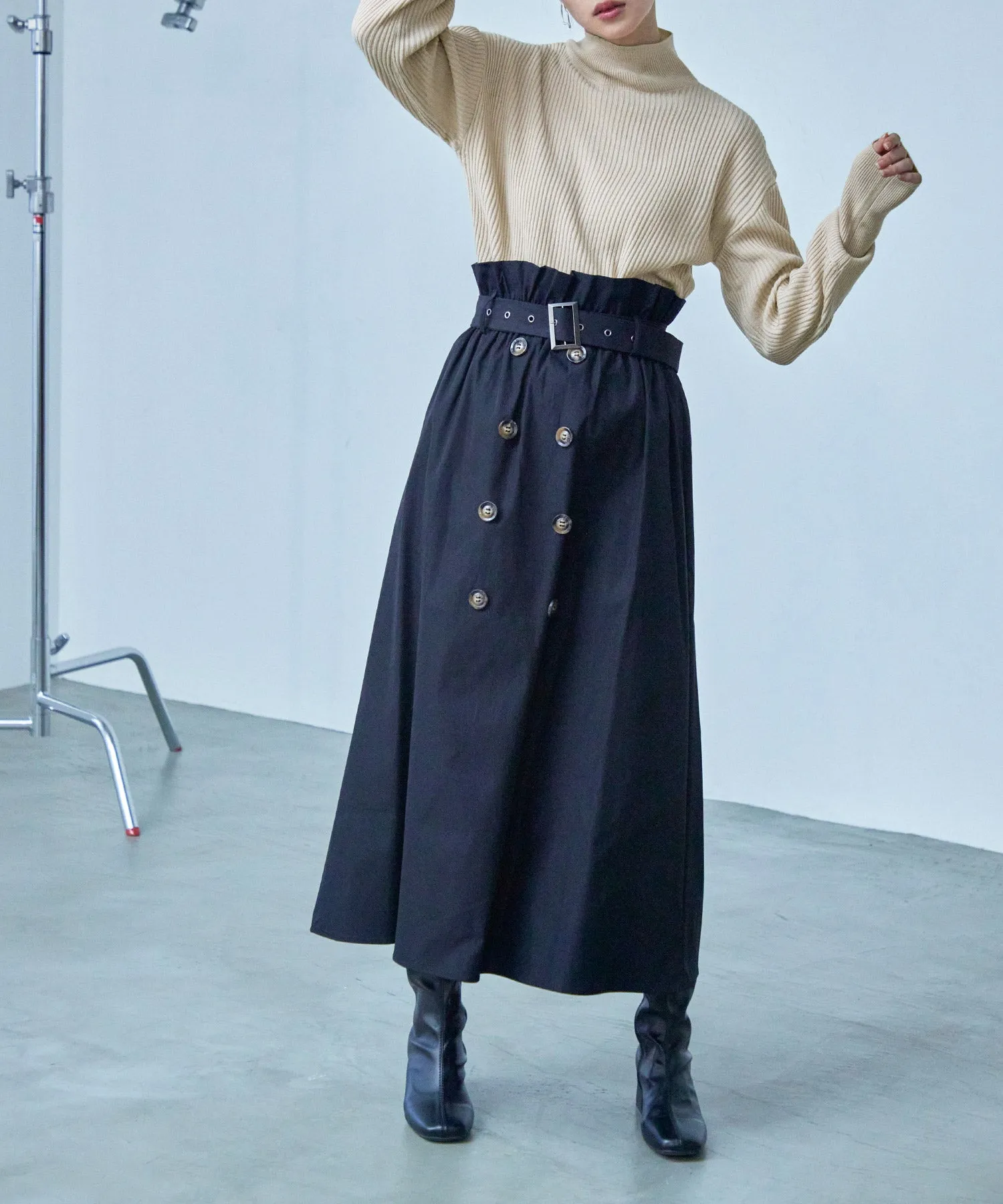 High Neck Rib Knit Pullover