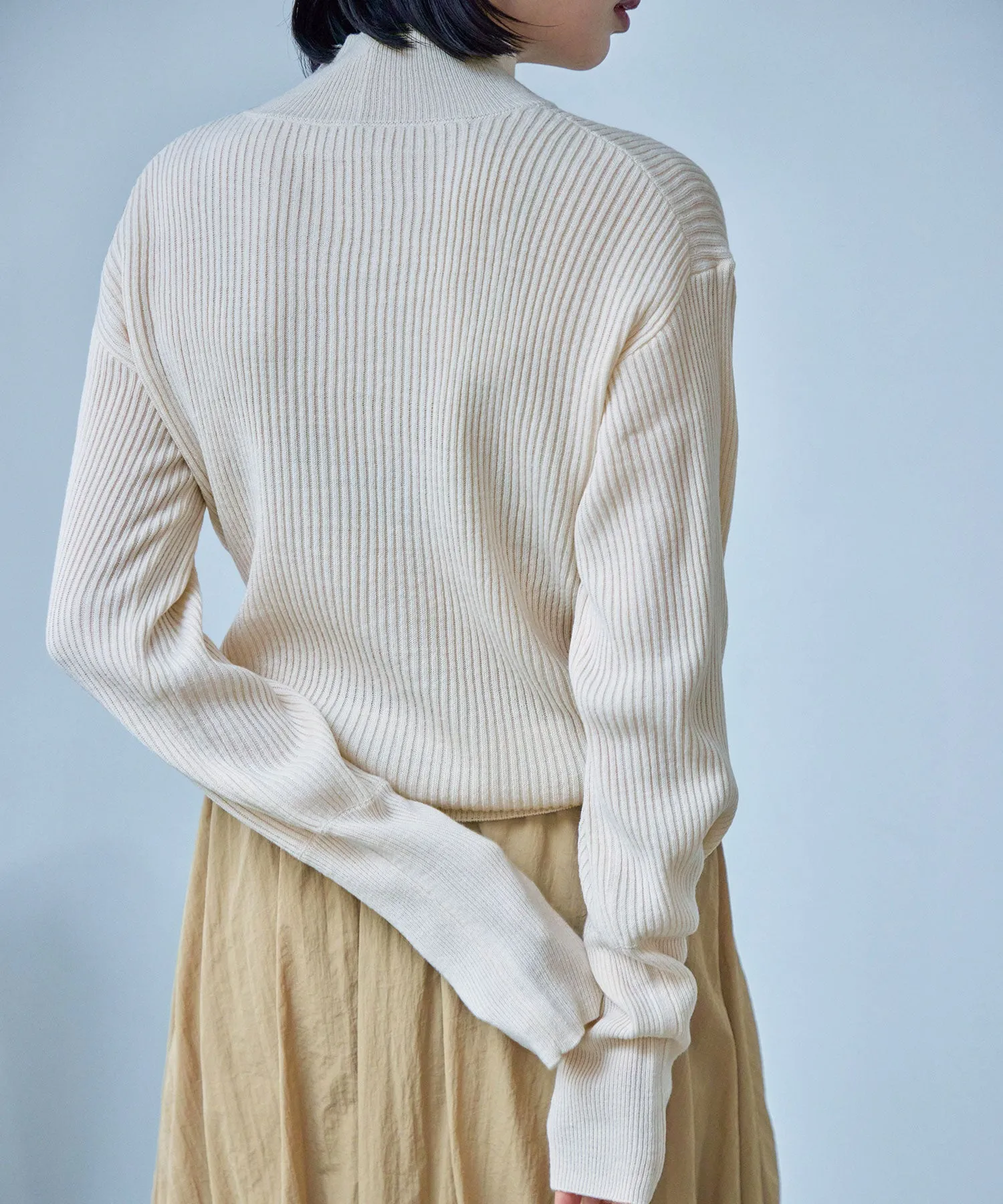 High Neck Rib Knit Pullover