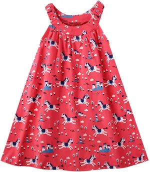 HILEELANG Girl Summer Beach Dress Halter Neck Sleeveless Casual Tank Outfit Sundress 1-12Y