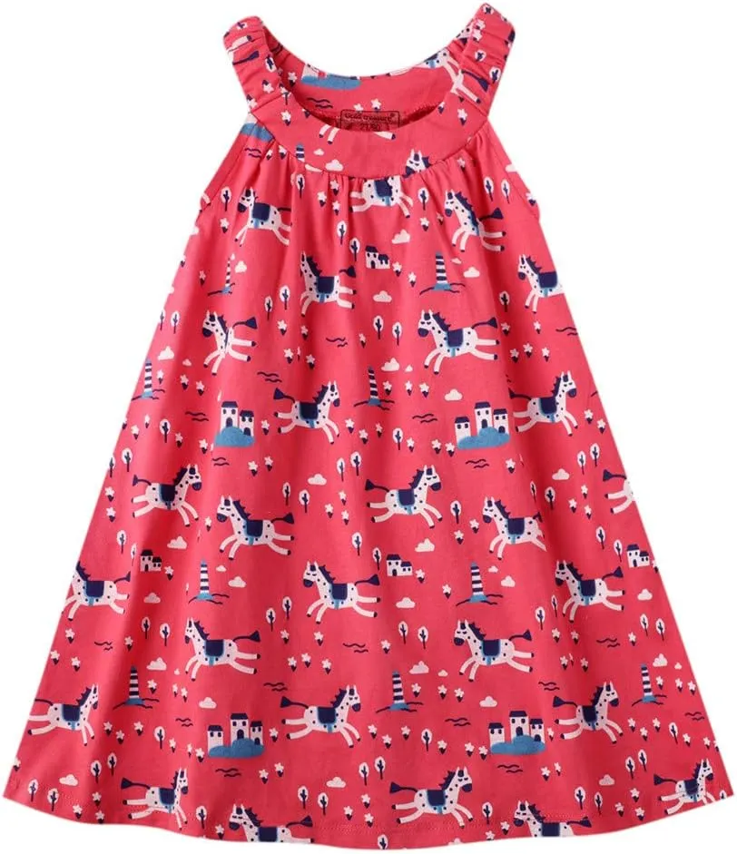 HILEELANG Girl Summer Beach Dress Halter Neck Sleeveless Casual Tank Outfit Sundress 1-12Y