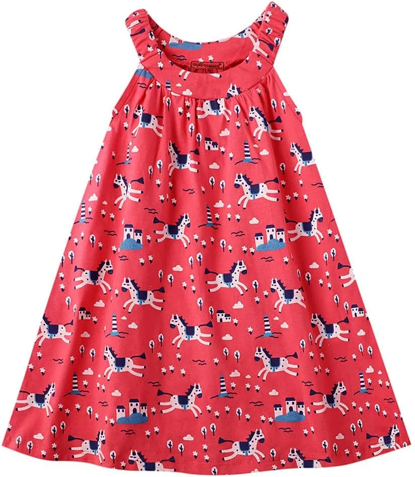 HILEELANG Girl Summer Beach Dress Halter Neck Sleeveless Casual Tank Outfit Sundress 1-12Y