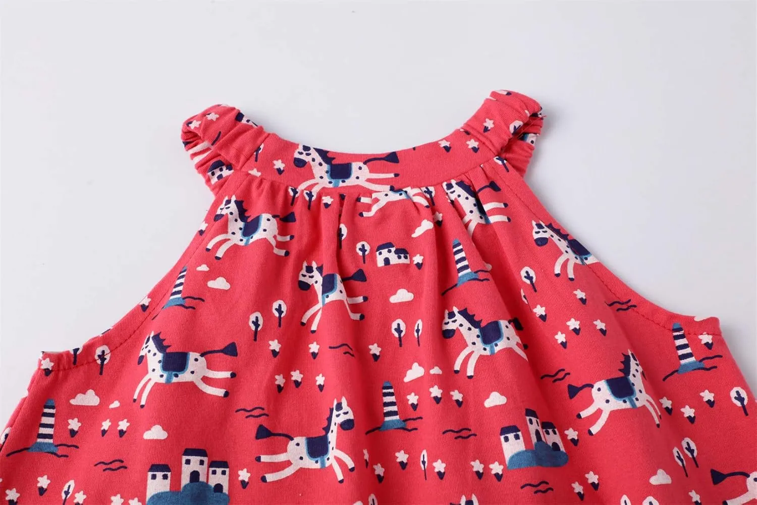 HILEELANG Girl Summer Beach Dress Halter Neck Sleeveless Casual Tank Outfit Sundress 1-12Y