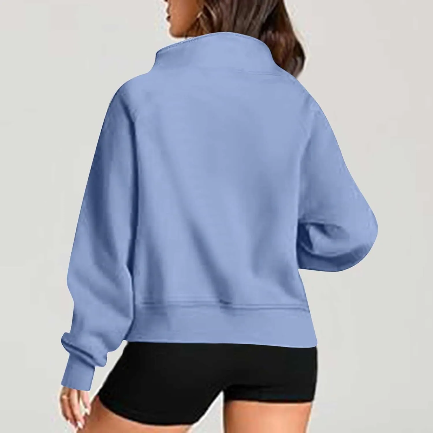 Hoodies for Women Crop Zip Up Sweatshirts Casual Loose Fit Pullover Womens Fashion Vacation Party Tops Thumb Hole