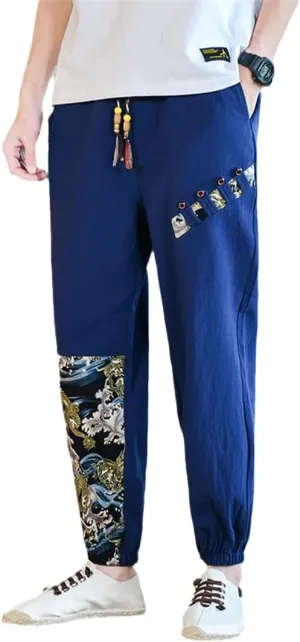 Japanese Kimono Men Cotton Linen Costume Belt Retro Harem Pants Baggy Trousers Harajuku Hip Hop