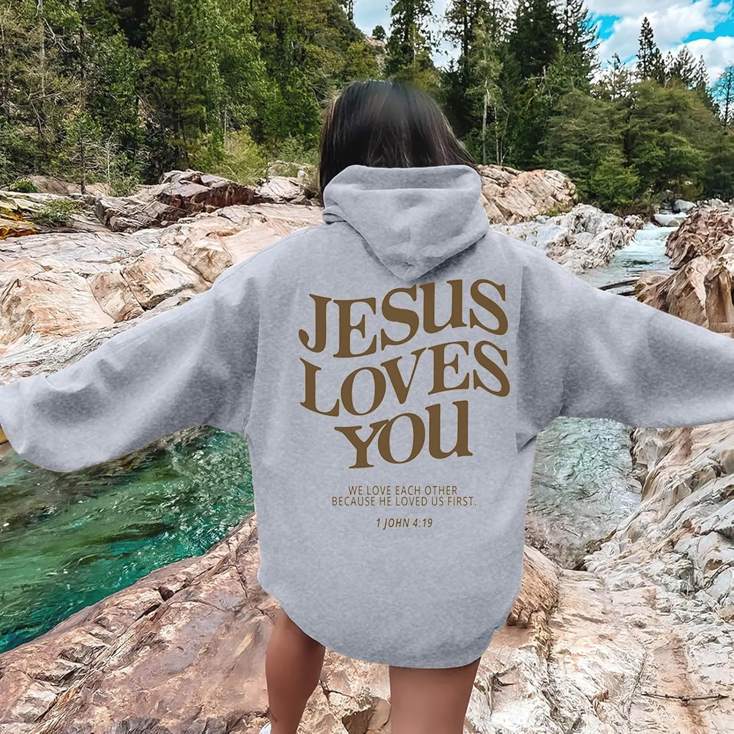 Jesus Hoodie Jesus Loves You Religious Sweatshirt Jesus Saves Faith Long Sleeve Pullover Tops Faith Over Fear Hoodie