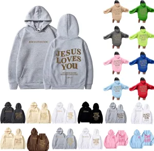 Jesus Hoodie Jesus Loves You Religious Sweatshirt Jesus Saves Faith Long Sleeve Pullover Tops Faith Over Fear Hoodie