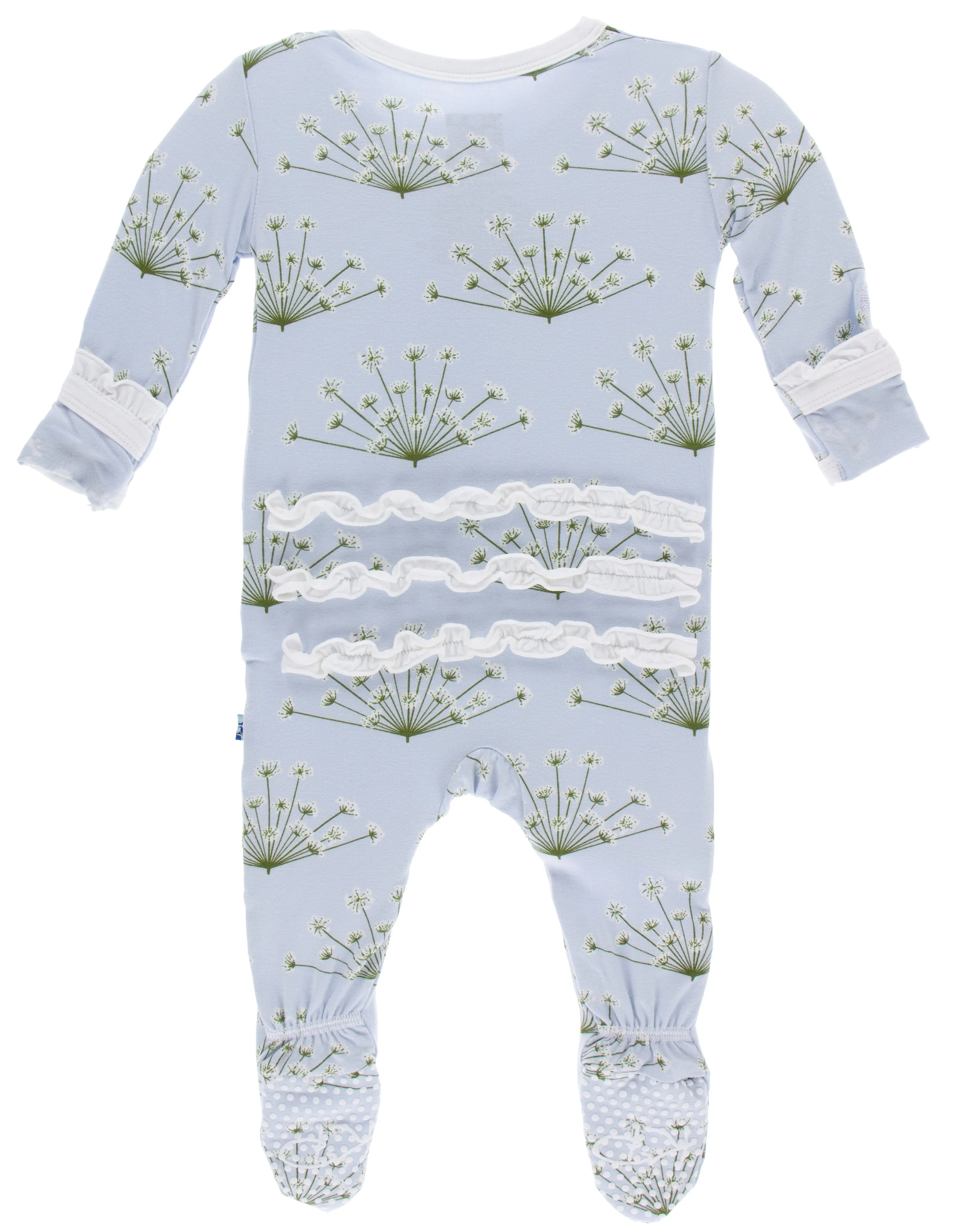 KicKee Pants Dew Dill Classic Ruffle Footie with Zipper