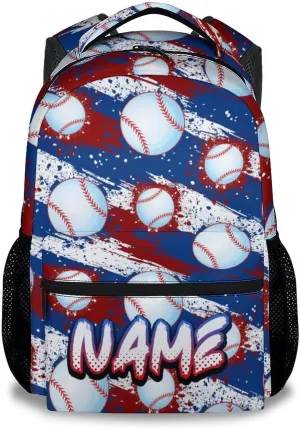 Kids Backpack, Custom Cool Bookbag for Elementary Middle, 17 Inch Baseball School Bag