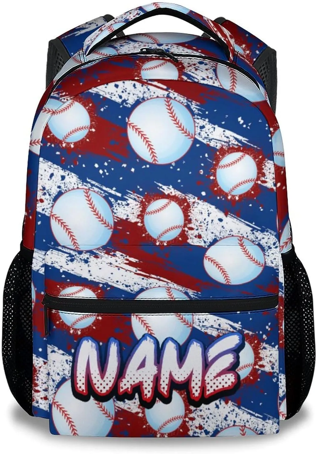 Kids Backpack, Custom Cool Bookbag for Elementary Middle, 17 Inch Baseball School Bag