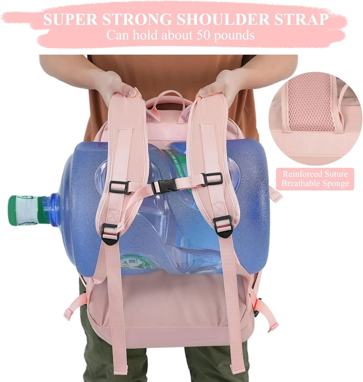 Large Travel Backpack for Women, 40L Travel Bag Personal Item Size, Laptop Backpacks, Waterproof Carry On Backpack with Packing Cubes for College Business Hiking Work Essentials, Pink