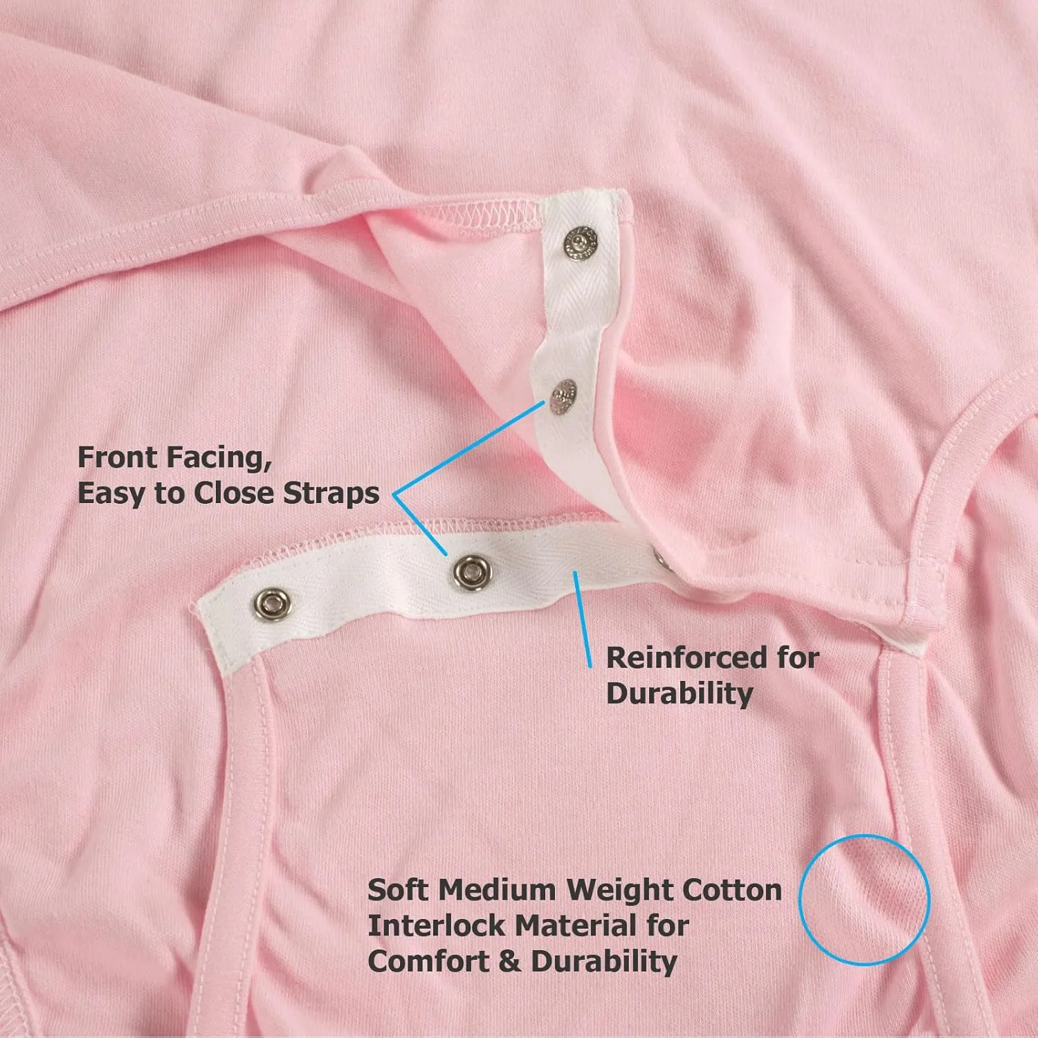 LeakMaster Adult Bodysuit Diapering T-Shirt Quality Heavyweight 100% Cotton Fabric. Front Facing Snap Closures.