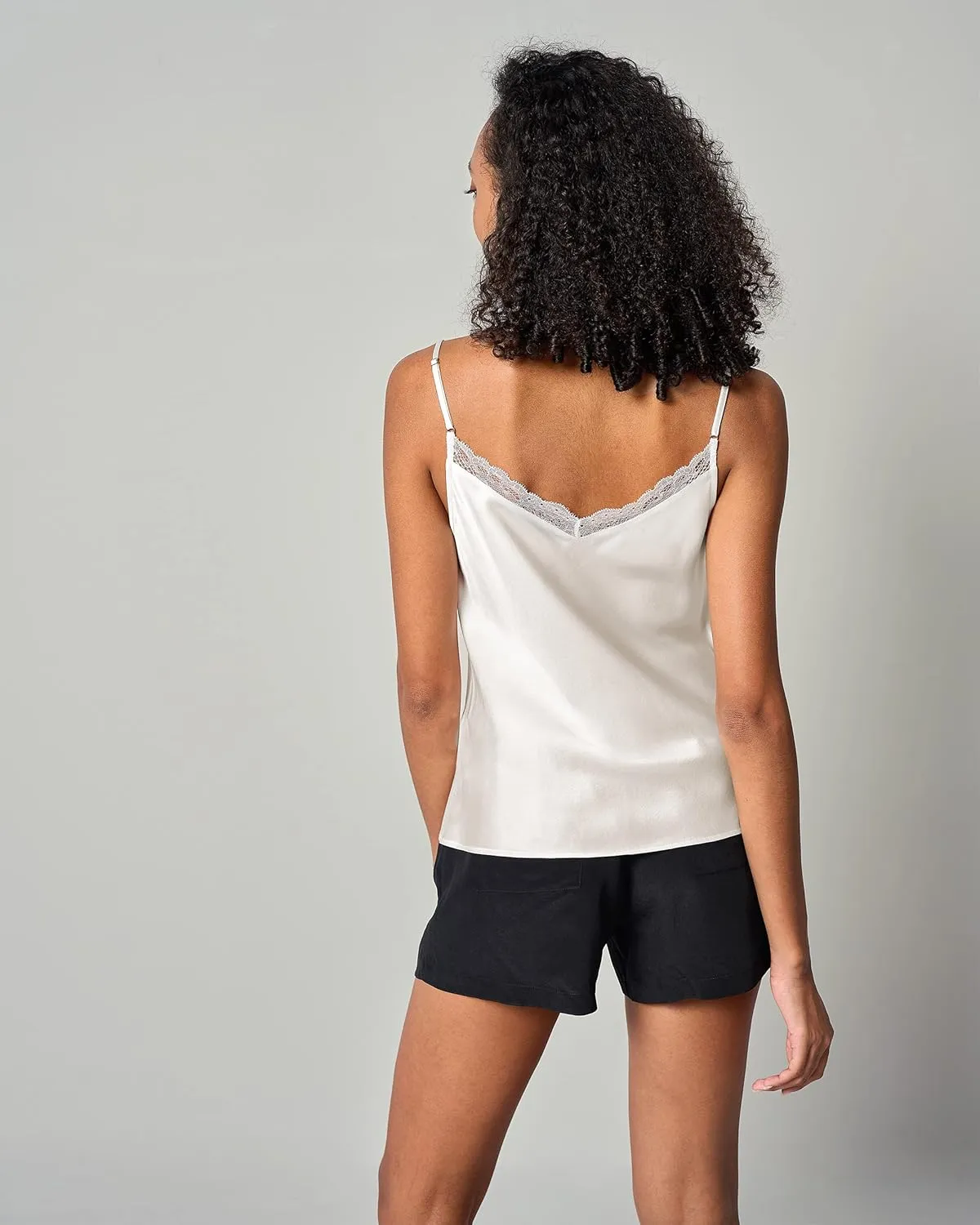 LilySilk Pure Silk Lace Camisole for Women 100% Silk Lingerie Base Layer Adjustable 2-in-1 Summer Tank Tops Ladies