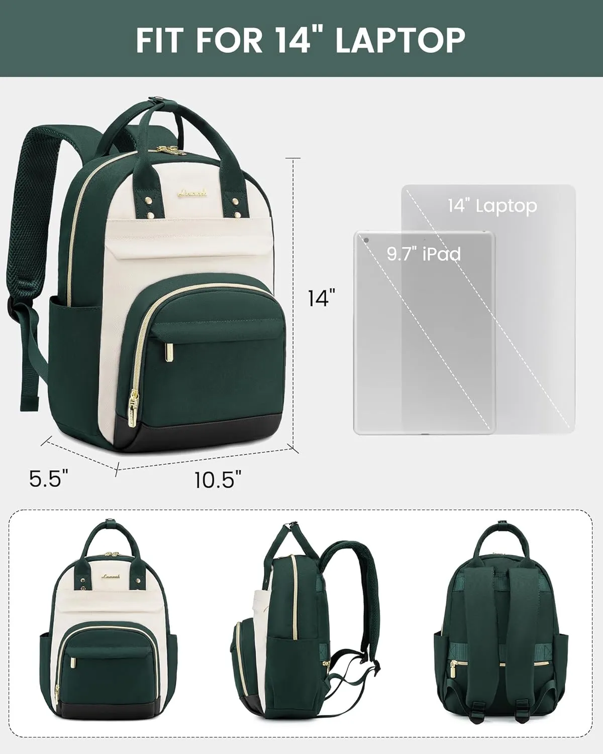 LOVEVOOK Mini Backpack Purse for Women, Small Backpack Bag, Light Weight Stylish Backpack for Daily Travel, Drak Green-Beige-Black