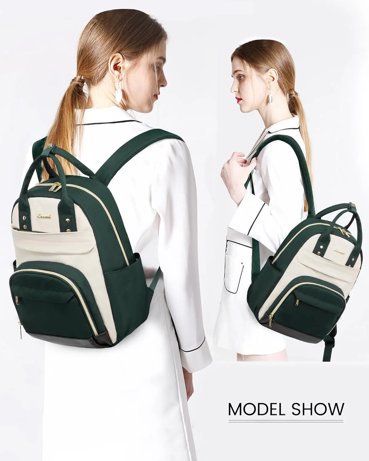 LOVEVOOK Mini Backpack Purse for Women, Small Backpack Bag, Light Weight Stylish Backpack for Daily Travel, Drak Green-Beige-Black