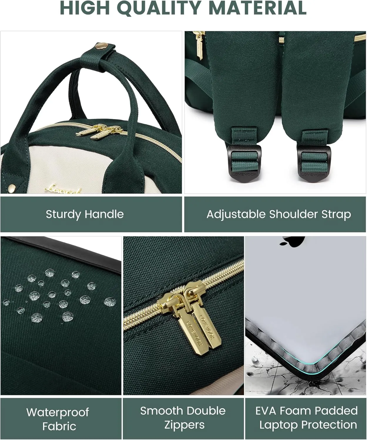 LOVEVOOK Mini Backpack Purse for Women, Small Backpack Bag, Light Weight Stylish Backpack for Daily Travel, Drak Green-Beige-Black