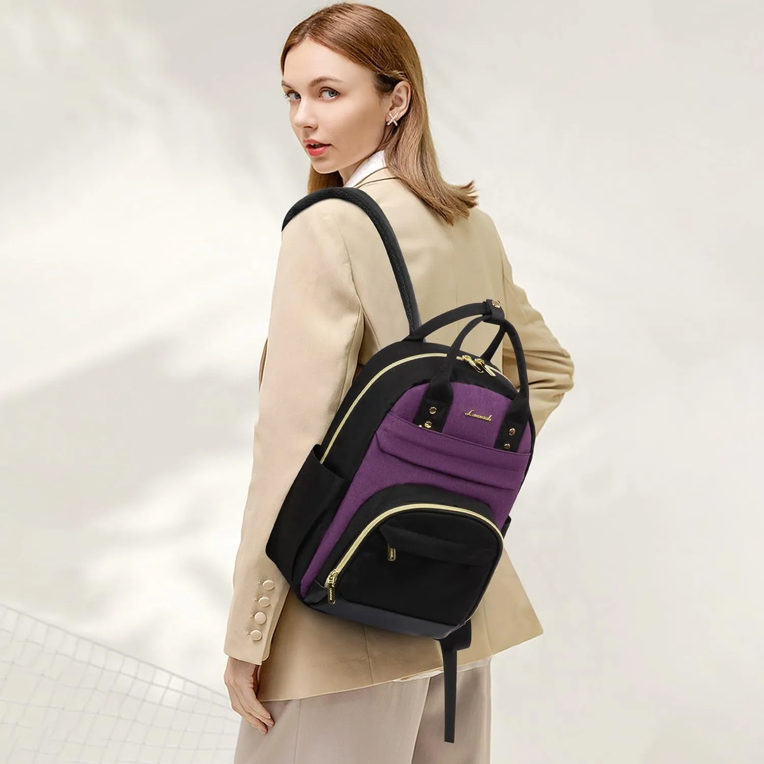 LOVEVOOK Mini Backpack Purse for Women, Small Backpack Bag, Stylish Light Weight Daily Travel Backpack, Black-Purple