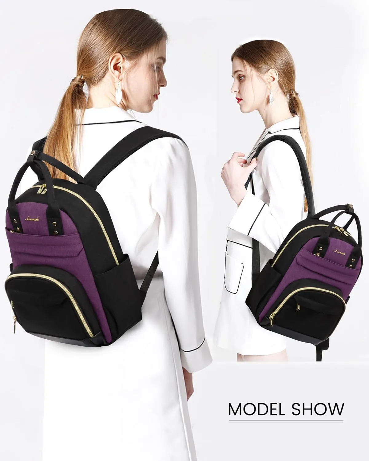LOVEVOOK Mini Backpack Purse for Women, Small Backpack Bag, Stylish Light Weight Daily Travel Backpack, Black-Purple