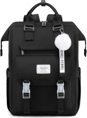 LOVEVOOK School Backpack for Student,15.6 Inch College Backpack, Light Weight Cute Bookbag for Girls, Waterproof Casual Daypack Laptop Backpack fits School Travel CasualBlack